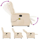 massagestol med løftefunktion mikrofiberstof beige