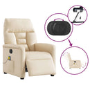 massagestol med løftefunktion mikrofiberstof beige