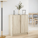 skab med LED-lys 77x34x85 cm konstrueret træ røget egetræsfarve