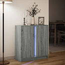 skab med LED-lys 77x34x85 cm konstrueret træ grå sonoma-eg