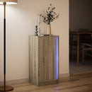 skab med LED-lys 42,5x34x85 cm konstrueret træ røget eg