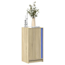 skab med LED-lys 42,5x34x85 cm konstrueret træ røget eg