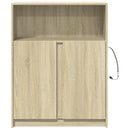 skab med LED 77x34x100 cm konstrueret træ sonoma-eg