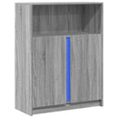 skab med LED-lys 77x34x100 cm konstrueret træ grå sonoma-eg