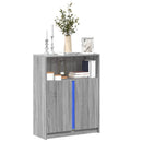 skab med LED-lys 77x34x100 cm konstrueret træ grå sonoma-eg