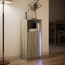 skab med LED-lys 42,5x34x100 cm konstrueret træ røget eg