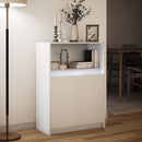 reol med LED 72x34x100 cm konstrueret træ hvid