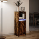 skab med LED 38x34x100 cm konstrueret træ røget egetræsfarve