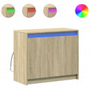 skab med LED-lys 72x34x61 cm konstrueret træ røget egetræsfarve