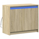 skab med LED-lys 72x34x61 cm konstrueret træ røget egetræsfarve