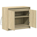 skab med LED-lys 72x34x61 cm konstrueret træ røget egetræsfarve