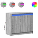 skab med LED-lys 72x34x61 cm konstrueret træ grå sonoma-eg