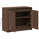 skab med LED-lys 72x34x61 cm konstrueret træ brun egetræsfarve
