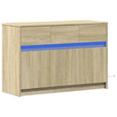 tv-bord med LED-lys 91x34x61 cm konstrueret træ sonoma-eg