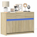 tv-bord med LED-lys 91x34x61 cm konstrueret træ sonoma-eg