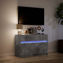 tv-bord med LED-lys 91x34x61 cm konstrueret træ betongrå