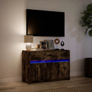 tv-bord m. LED-lys 91x34x61 cm konstrueret træ røget eg