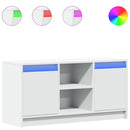 tv-bord med LED-lys 100x34x50 cm konstrueret træ hvid