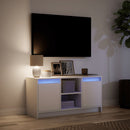 tv-bord med LED-lys 100x34x50 cm konstrueret træ hvid