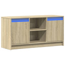 tv-bord med LED-lys 100x34x50 cm konstrueret træ sonoma-eg