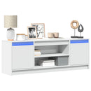 tv-bord med LED-lys 139,5x34x50 cm konstrueret træ hvid