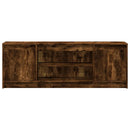 tv-bord m. LED-lys 139,5x34x50 cm konstrueret træ røget eg