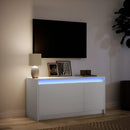 tv-bord med LED-lys 100x34x50 cm konstrueret træ hvid