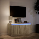 tv-bord med LED-lys 100x34x50 cm konstrueret træ sonoma-eg