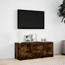 tv-bord m. LED-lys 97x34x40 cm konstrueret træ røget eg