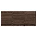 tv-bord m. LED-lys 97x34x40 cm konstrueret træ brunt eg