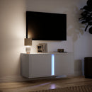 væghængt tv-bord med LED-lys 80x31x35 cm hvid