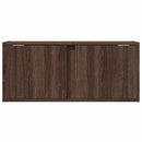 væghængt tv-bord med LED-lys 80x31x35 cm brun egetræsfarve