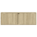 væghængt tv-bord med LED-lys 100x31x35 cm sonoma-eg