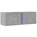 væghængt tv-bord med LED-lys 100x31x35 cm betongrå