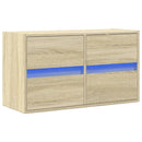 væghængt tv-bord med LED-lys 80x31x45 cm sonoma-eg