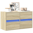 væghængt tv-bord med LED-lys 80x31x45 cm sonoma-eg