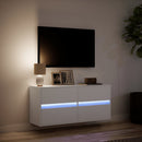 væghængt tv-bord med LED-lys 100x31x45 cm hvid