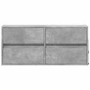 væghængt tv-bord med LED-lys 100x31x45 cm betongrå