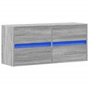 væghængt tv-bord med LED-lys 100x31x45 cm grå sonoma-eg