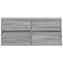 væghængt tv-bord med LED-lys 100x31x45 cm grå sonoma-eg