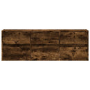 væghængt tv-bord med LED-lys 130x31x45 cm røget egetræsfarve
