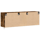væghængt tv-bord med LED-lys 130x31x45 cm røget egetræsfarve