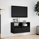 væghængte tv-borde 2 stk. med LED-lys 41x31x45 cm sort