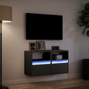 væghængte tv-borde 2 stk. med LED-lys 41x31x45 cm sort