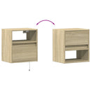 væghængt tv-bord med LED-lys 41x31x45 cm sonoma-eg