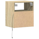 væghængte tv-borde 2 stk. med LED-lys 41x31x45 cm sonoma-eg