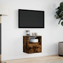 væghængt tv-bord med LED-lys 41x31x45 cm røget egetræsfarve