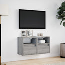 væghængte tv-borde 2 stk. med LED-lys 41x31x45 cm grå sonoma-eg