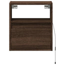 væghængte tv-borde 2 stk. med LED-lys 41x31x45 cm brunt eg