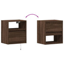 væghængte tv-borde 2 stk. med LED-lys 41x31x45 cm brunt eg